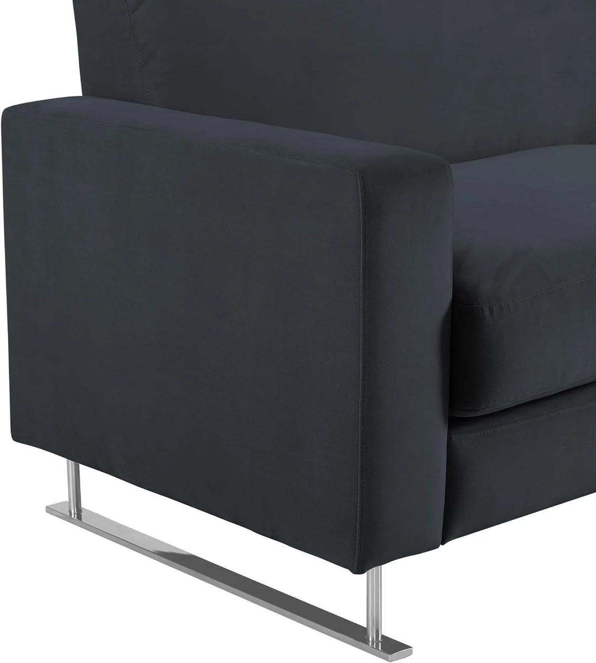 Blue Velvet Sofa with Chrome Sleigh Legs R63689