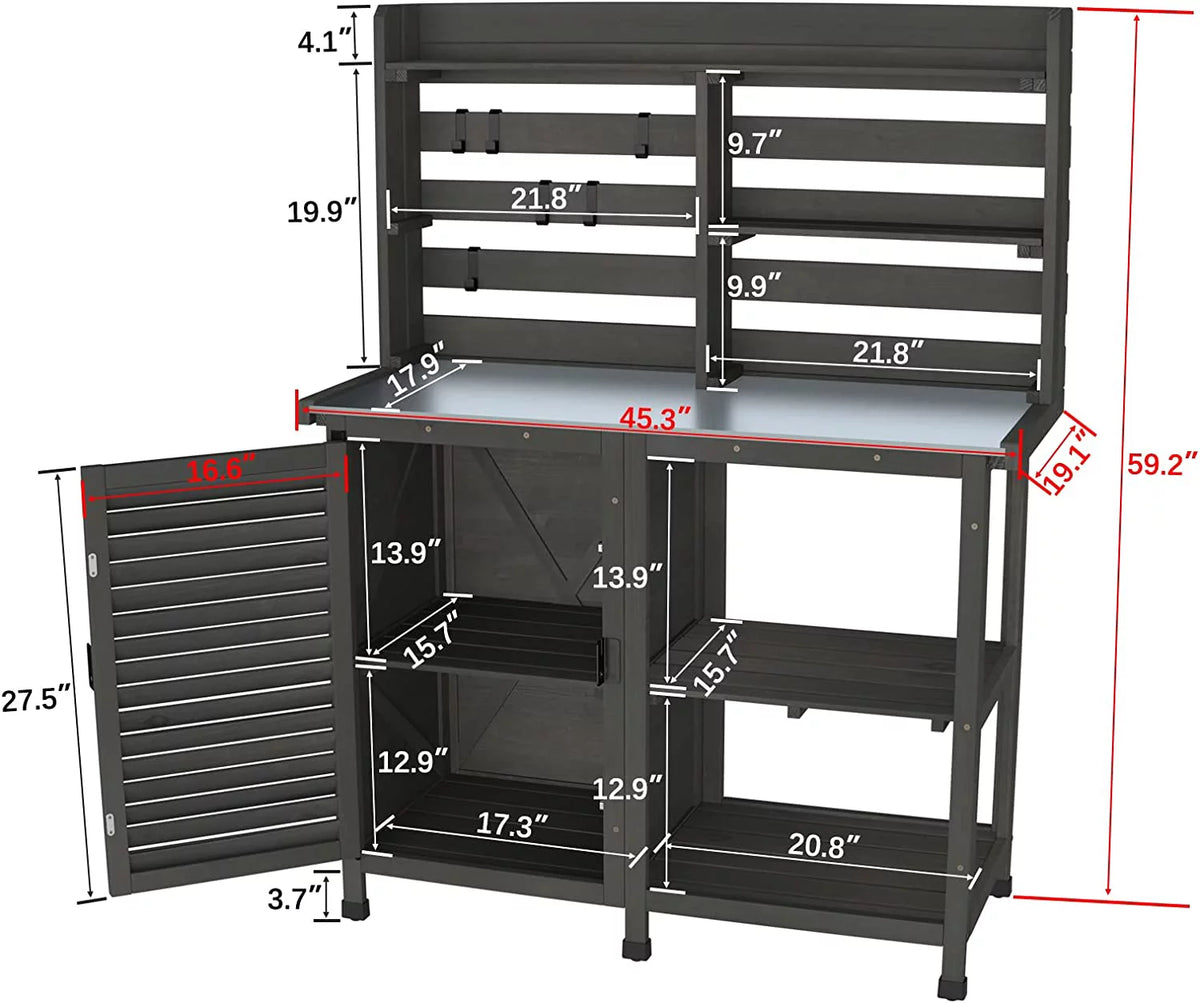 Potting Bench Table with Storage Cabinet Shelf U82589
