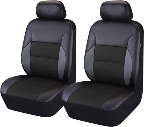 11PCS Leather Car Seat Covers Set Black and Beige N354090