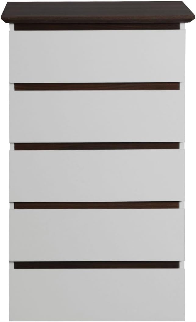 White 5 Drawer Dresser with Wood Color Top E678972