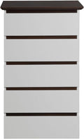White 5 Drawer Dresser with Wood Color Top E678972