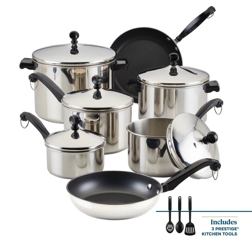15 Piece Stainless Steel Pots and Pans Set F649