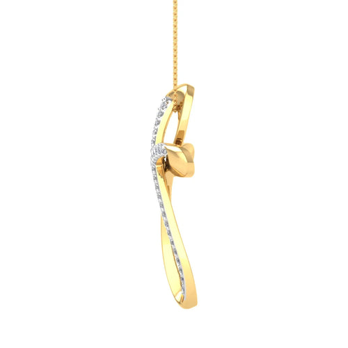18K Yellow Gold over Sterling Silver Round Diamond Cross Pendant Necklace J312981