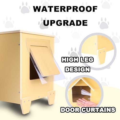 Outdoor Cat Houses Wooden Stray Cat Shelter with Escape Door X447581