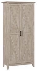 Washed Gray Engineered Wood Bathroom Storage Cabinet with Doors A40538