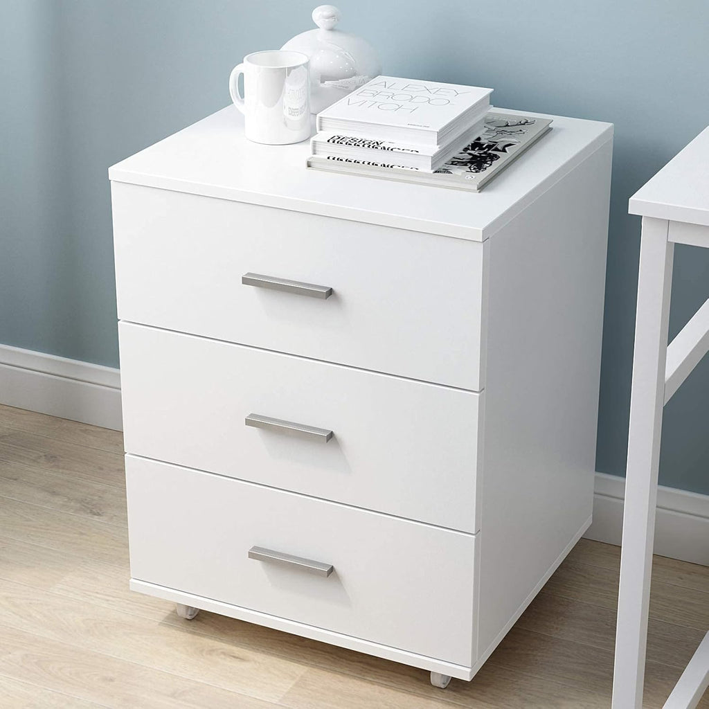 3 Drawer Rolling Wooden File Cabinet with Lockable Casters Y471