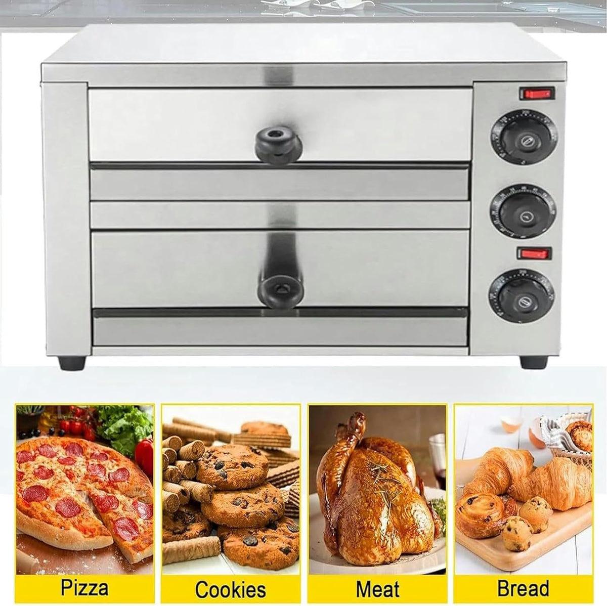 Stainless Steel 2-Layers Electric Pizza Oven U140