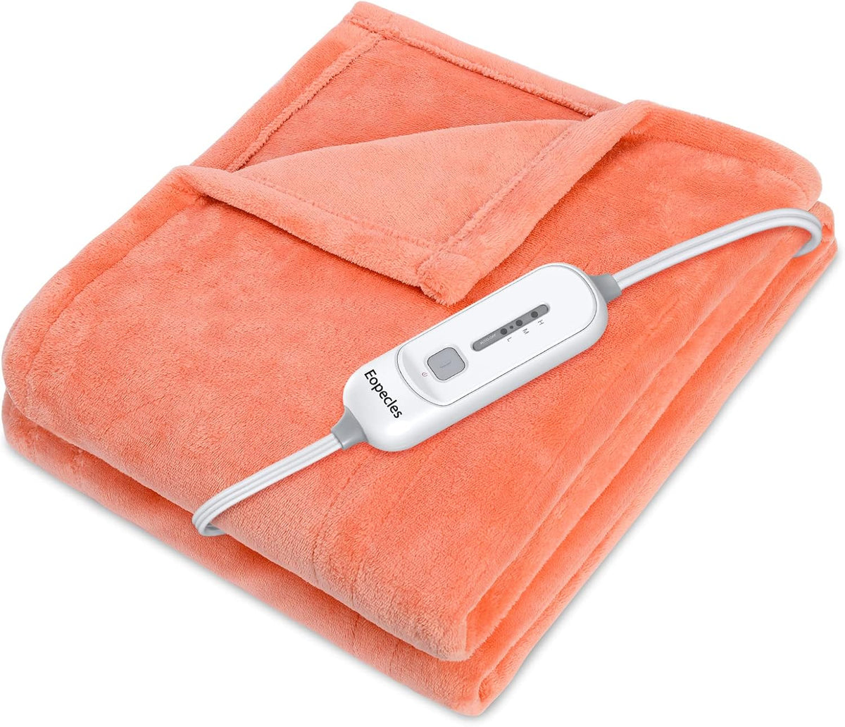 Pink 50x60 Inch Reversible Flannel Heated Throw T741