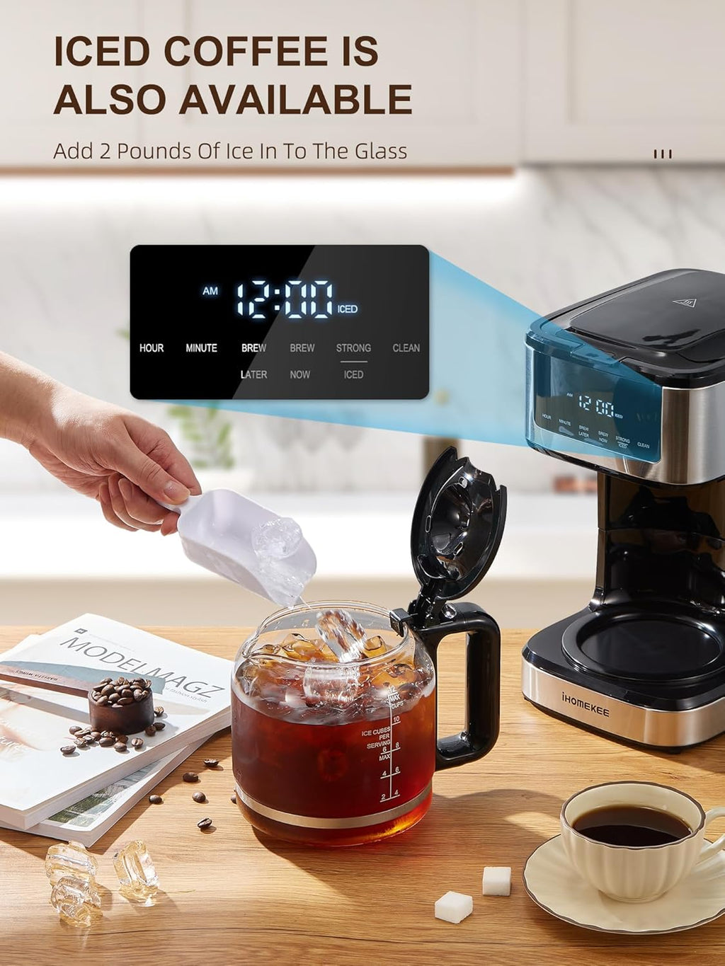 12 Cup Programmable Drip Coffee Maker with Iced Coffee Function S1085