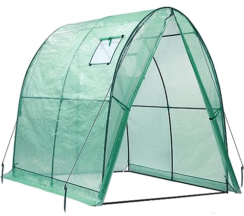 Portable Tunnel Greenhouse with Mesh Windows, 5.9x5.9x6.6 FT M9481
