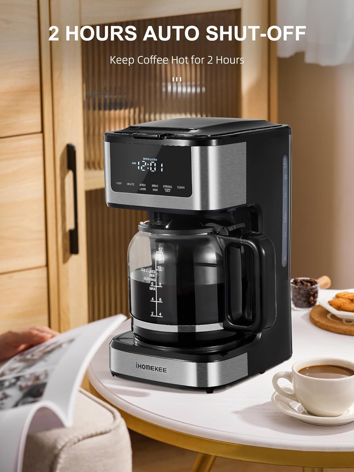 12 Cup Programmable Drip Coffee Maker with Iced Coffee Function S1085