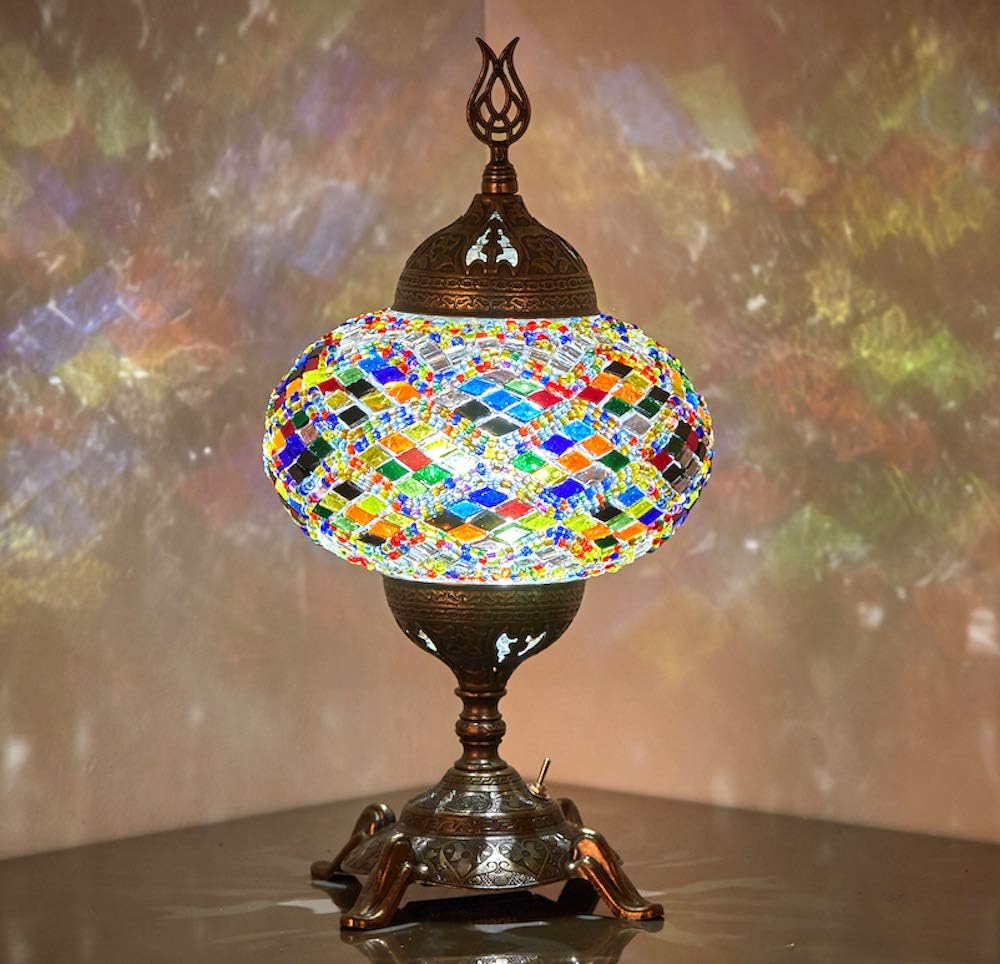 Battery Operated Mosaic Table Lamp with LED Bulb D8557
