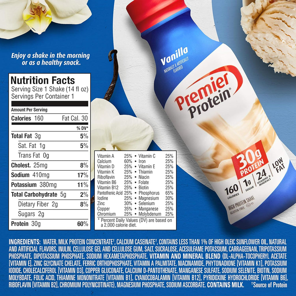 Vanilla Protein Shake 30g Protein 1g Sugar 14 fl oz 12 Pack D77024
