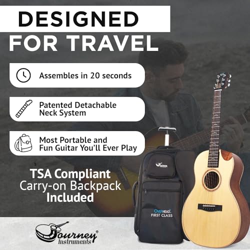 Travel Guitar with Collapsible Patented System Portable Backpack Case African Mahogany K568