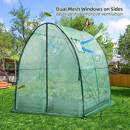 Portable Tunnel Greenhouse with Mesh Windows, 5.9x5.9x6.6 FT M9481