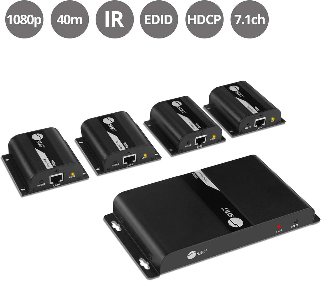 1080p HDMI Extender Splitter Over CAT5e/CAT6 Ethernet 1x4 Port H416599