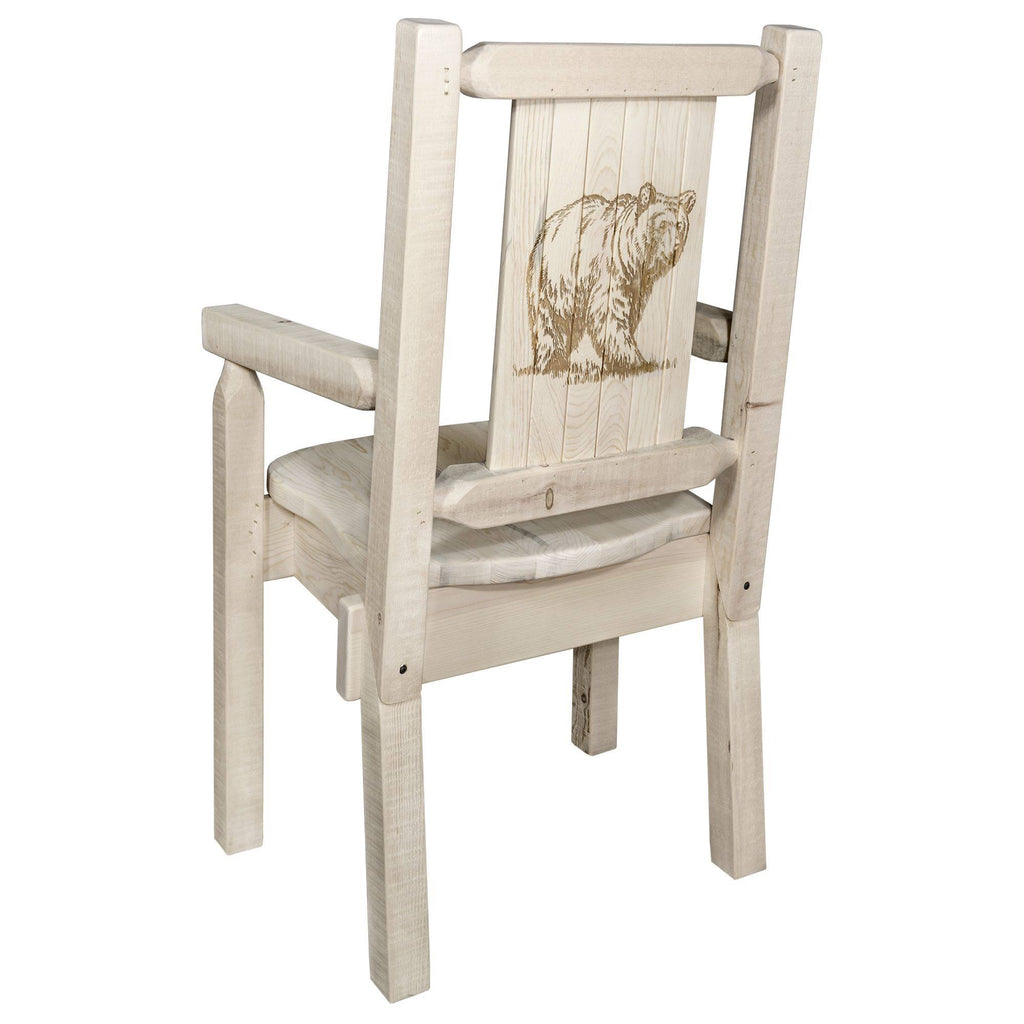 Laser Engraved Bear Design Captain's Chair U571