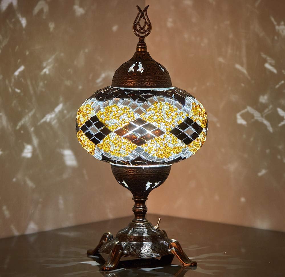 Battery Operated Mosaic Table Lamp with LED Bulb D8557