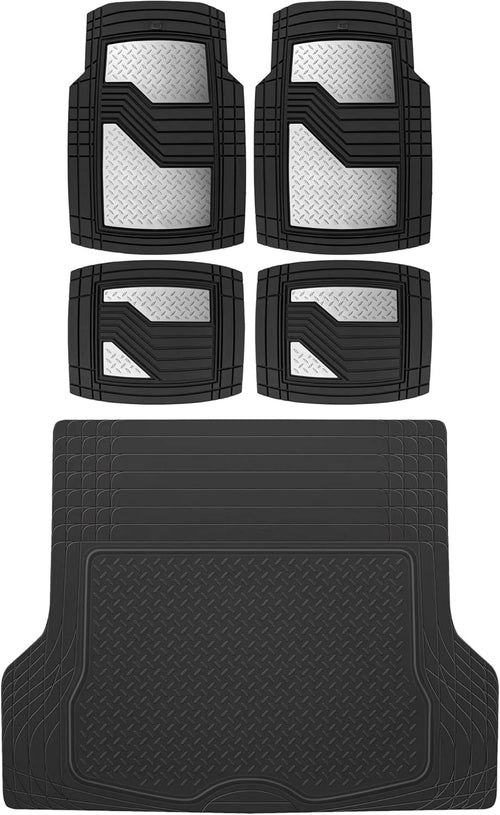 2-Piece Heavy Duty Rubber Car Floor Mats with Trunk Cargo Mat A598