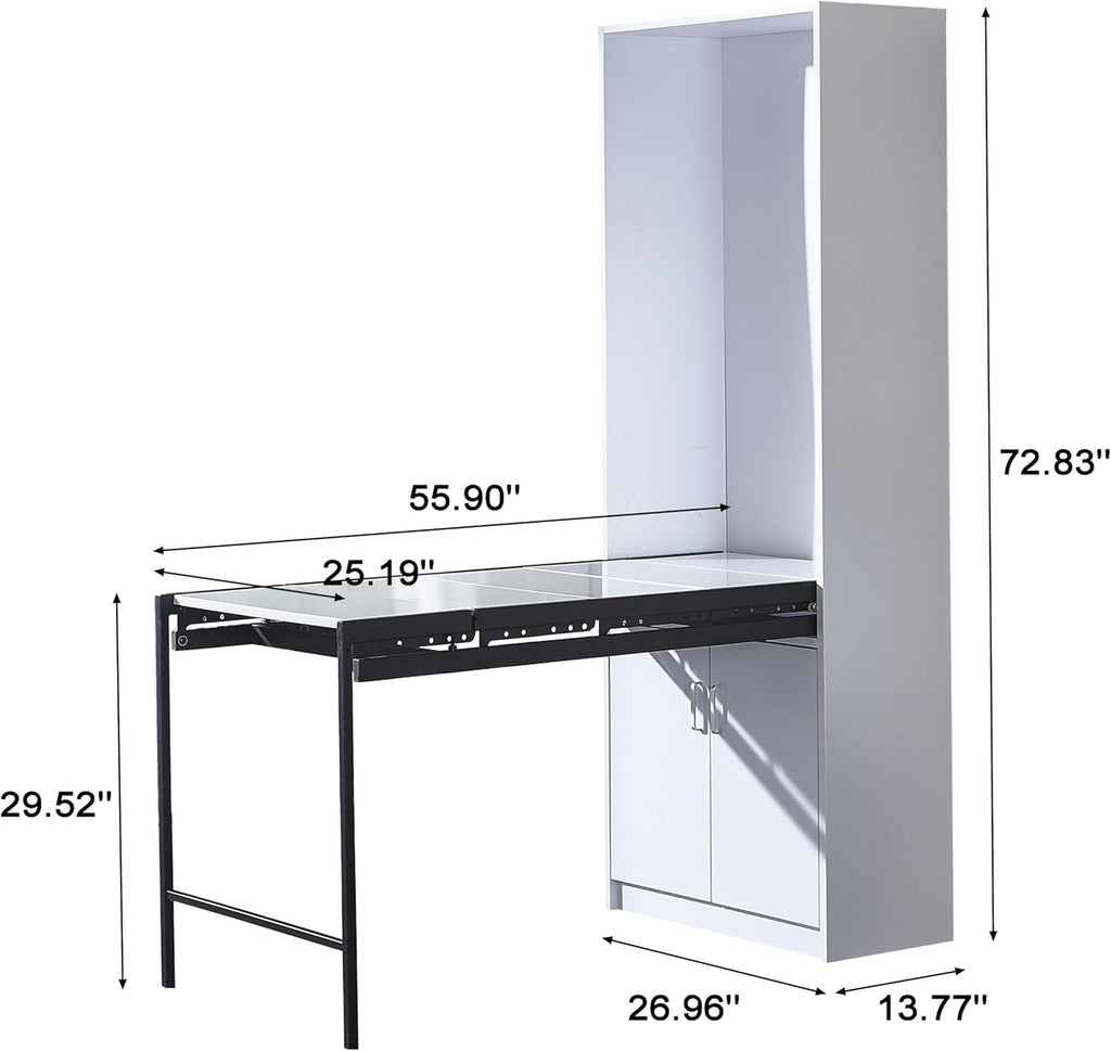 White Wall Mounted Fold Out Desk with Storage Area E116669