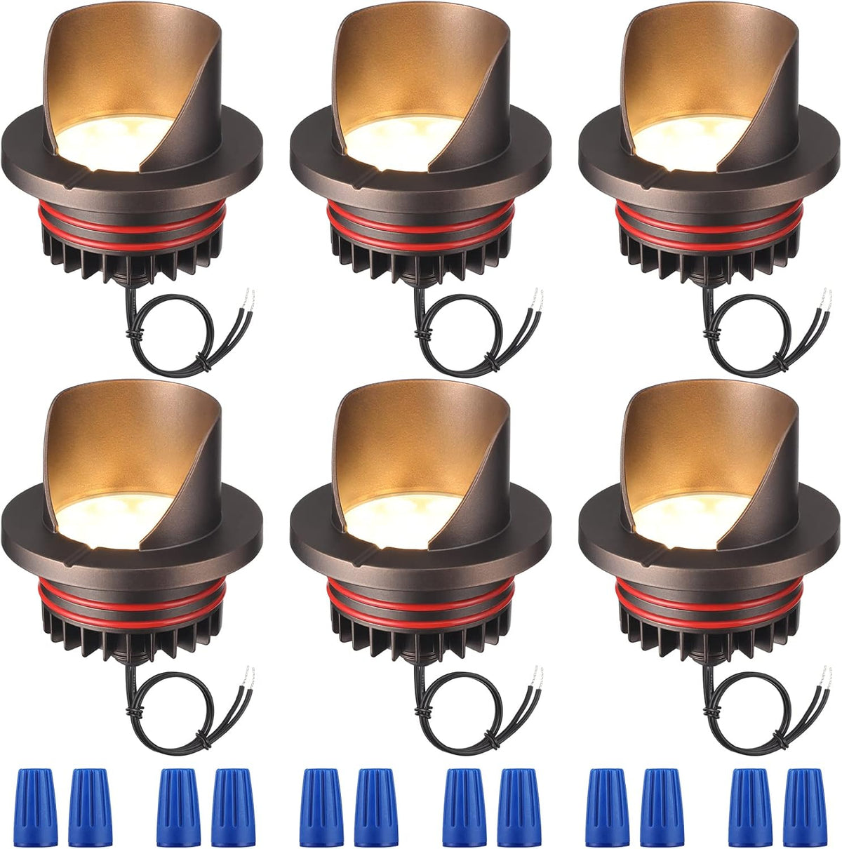 6W LED Well Light Outdoor, Low Voltage 12-24V AC/DC, 3000K Warm White, Black, Pack of 6 S972292