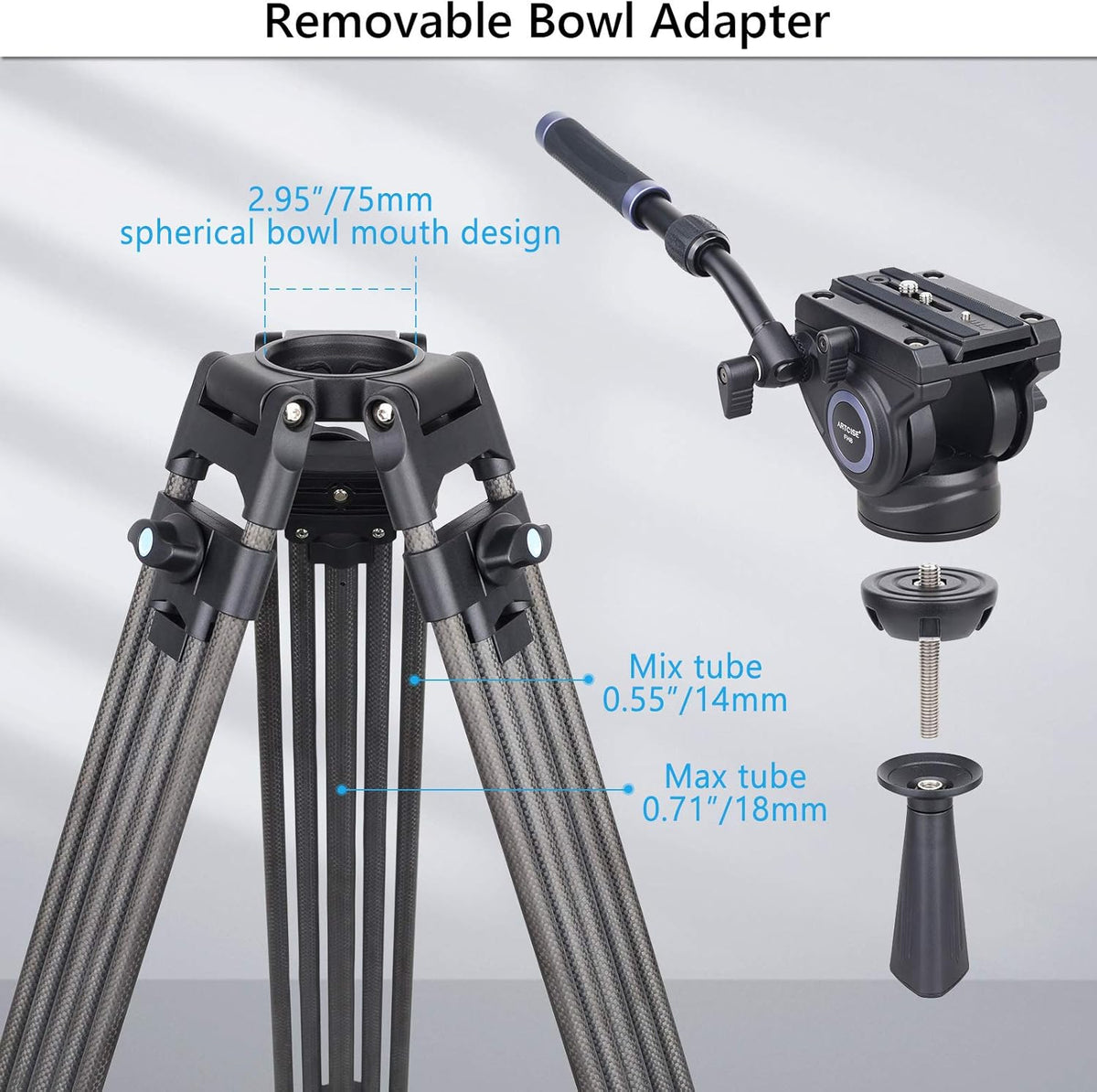 Carbon Fiber Heavy Duty Video Tripod with Fluid Drag Head L377957
