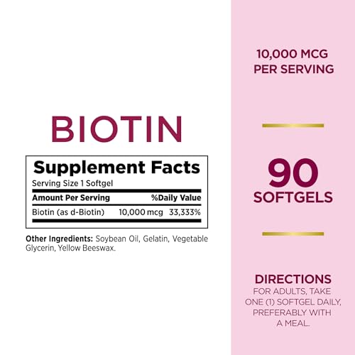 Biotin 10,000 mcg 90 Rapid Release Liquid Softgels U612372