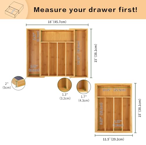 Bamboo Cutlery Tray Silverware Drawer Dividers D98819