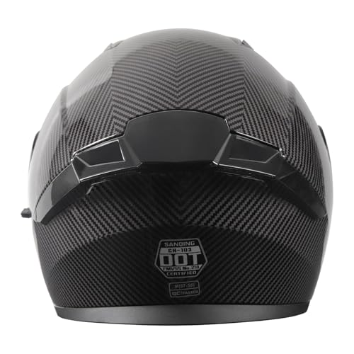 Modular Flip-Up Dual Visor Motorcycle Full Face Helmet (Bright Black, Small) S946