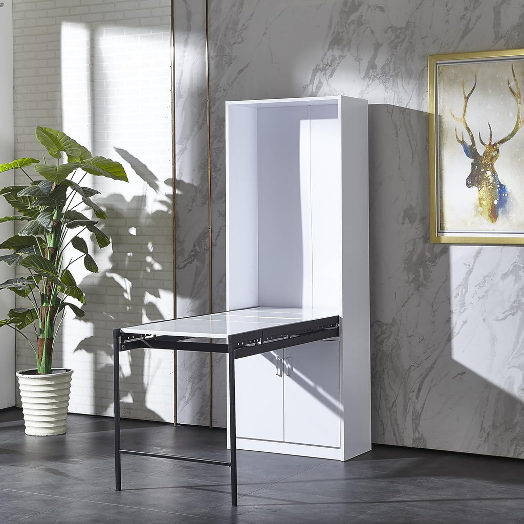 White Wall Mounted Fold Out Desk with Storage Area E116669