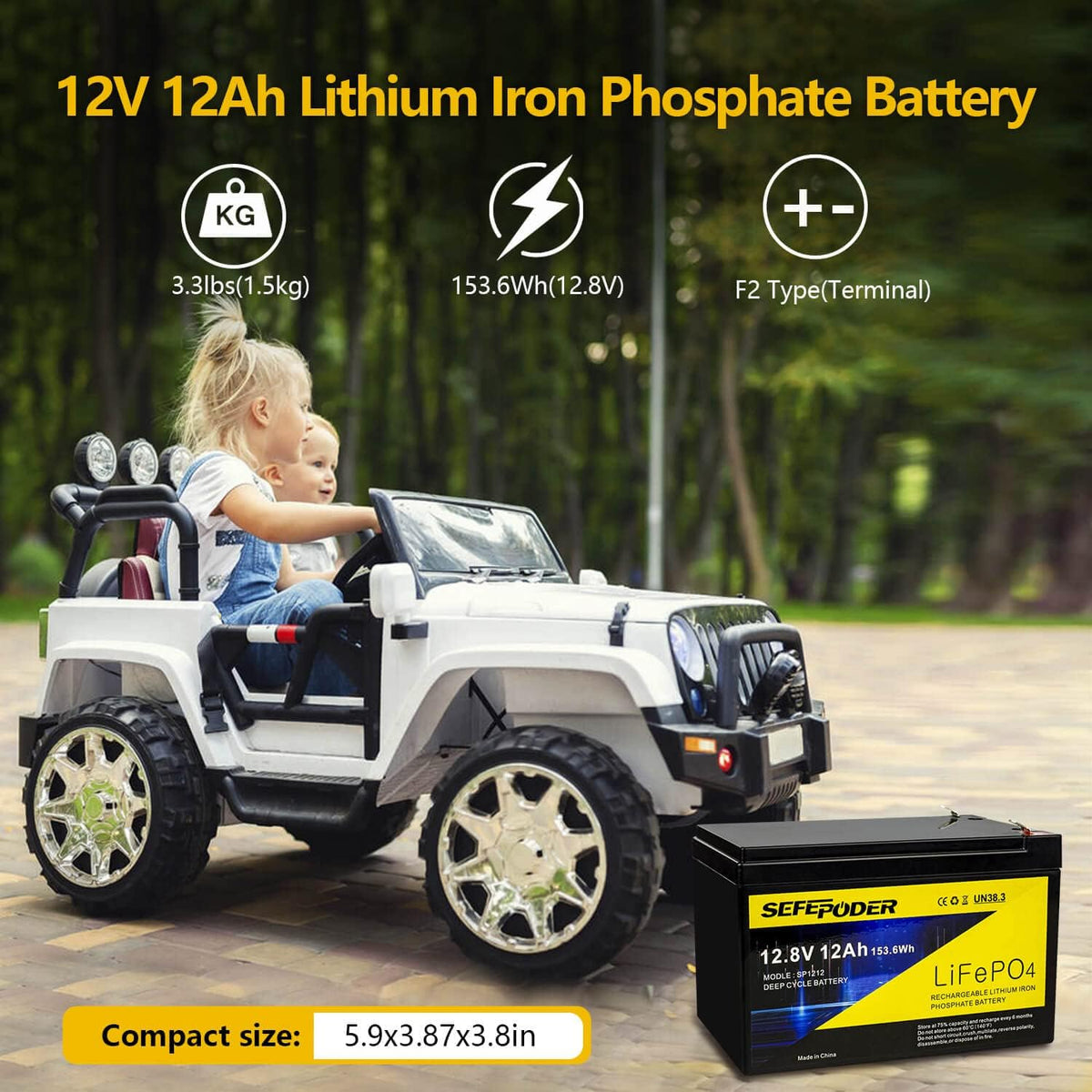 12V 12Ah LiFePO4 Deep Cycle Rechargeable Battery H84906