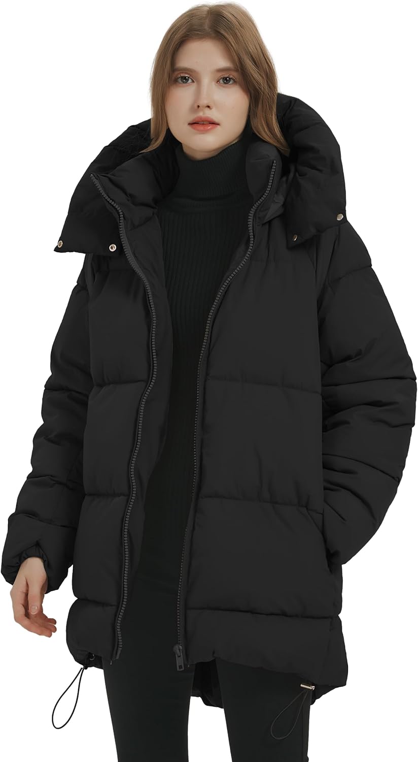 Black Hooded Quilted Puffer Jacket C198066
