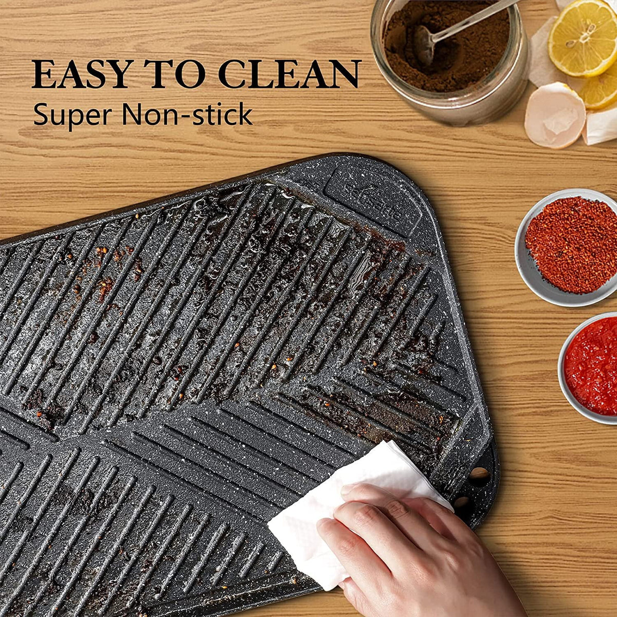 Nonstick Reversible Grill Griddle Pan, 19.5" x 10.7" Q102