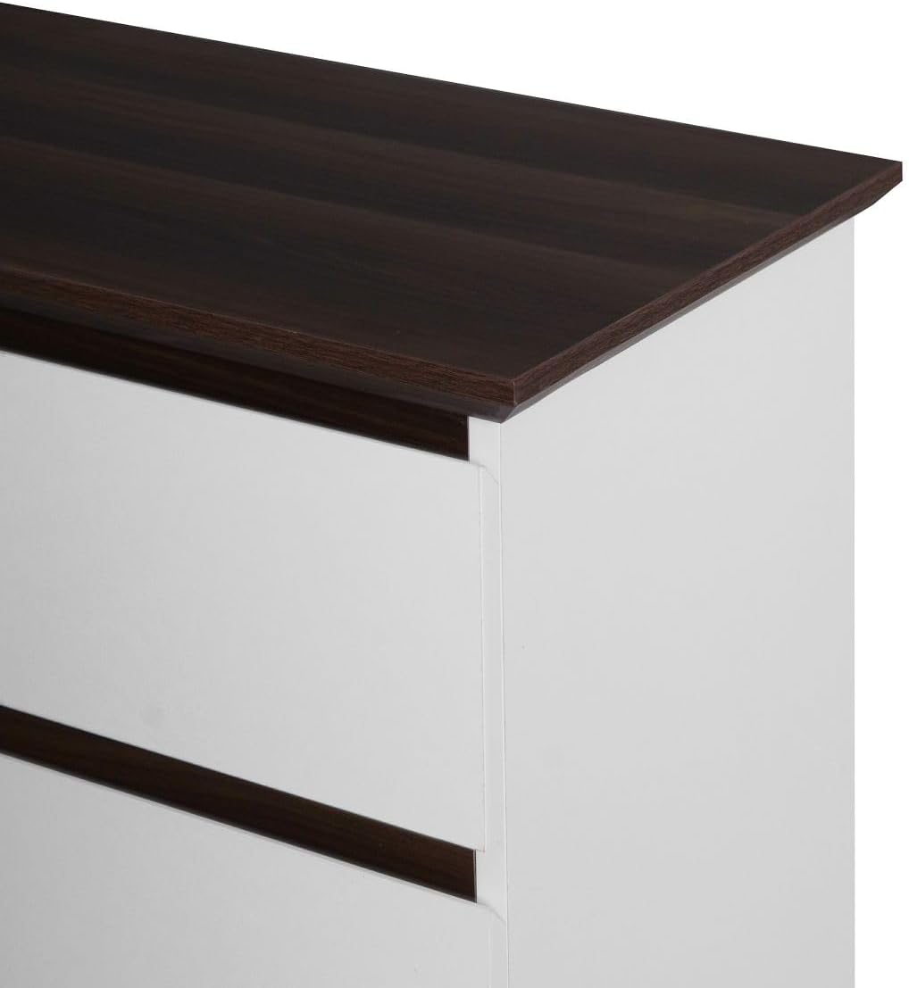 White 5 Drawer Dresser with Wood Color Top E678972