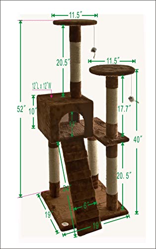 Beige Compact Cat Tree with Ladder X6074