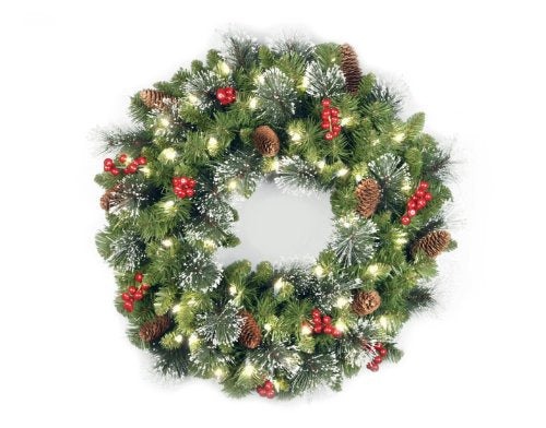 30 in Pre-Lit Artificial Christmas Wreath with 70 Clear Lights V27779