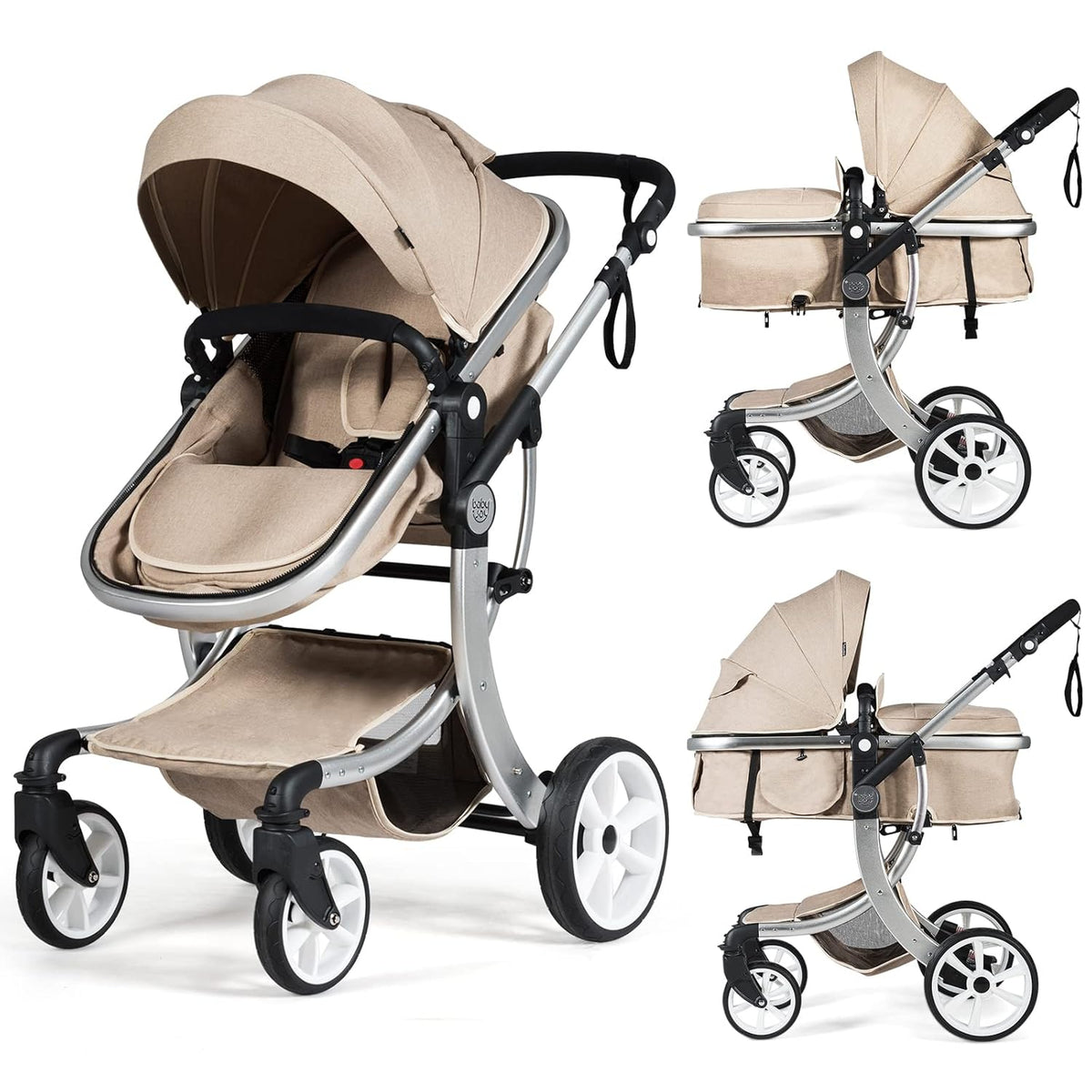 2-in-1 Reversible Bassinet Reclining Foldable Baby Stroller with Canopy K100