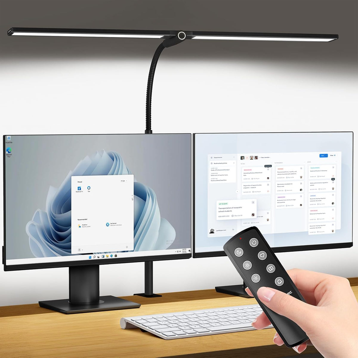 Black Double Head LED Clamp Desk Lamp with Remote Control M638