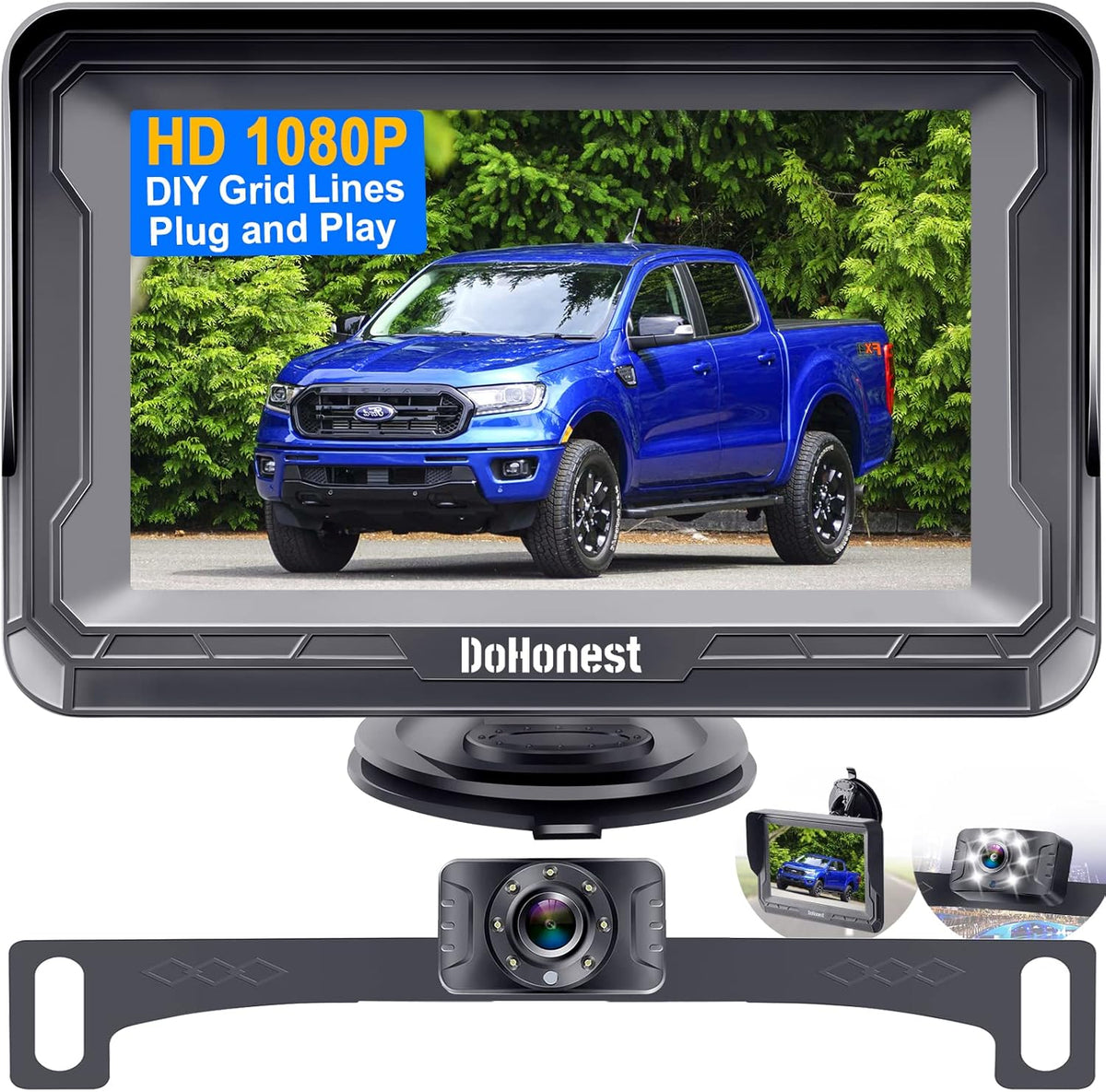 HD 1080P Rear View Monitor Kit Night Vision Waterproof Reverse Camera Pack of 2 Z7465