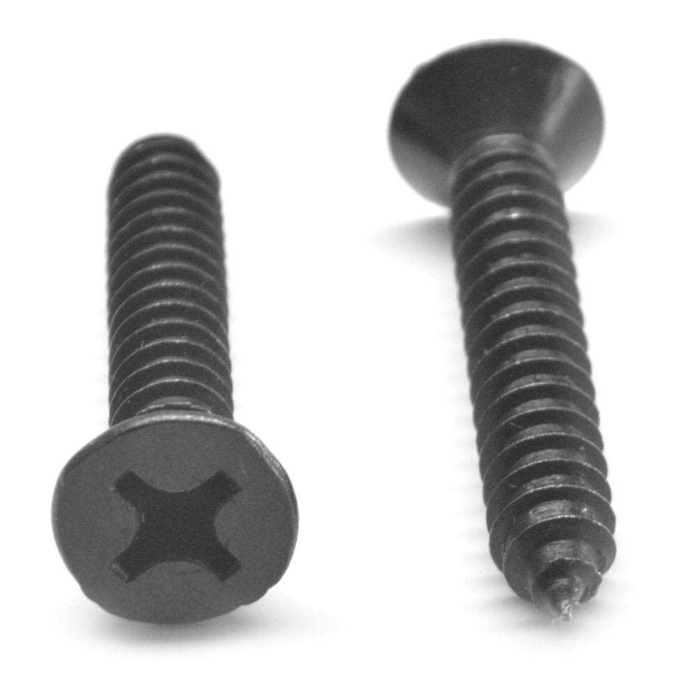 #10-16 x 3/4 Phillips Flat Head Sheet Metal Screw Black Zinc Plated P902