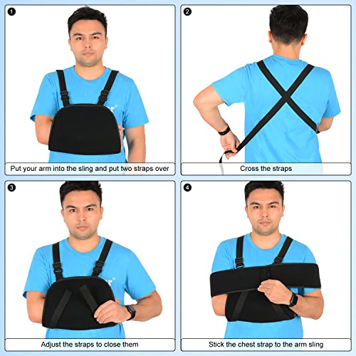 Adjustable Arm Sling Shoulder Immobilizer Support Brace, Black X7981