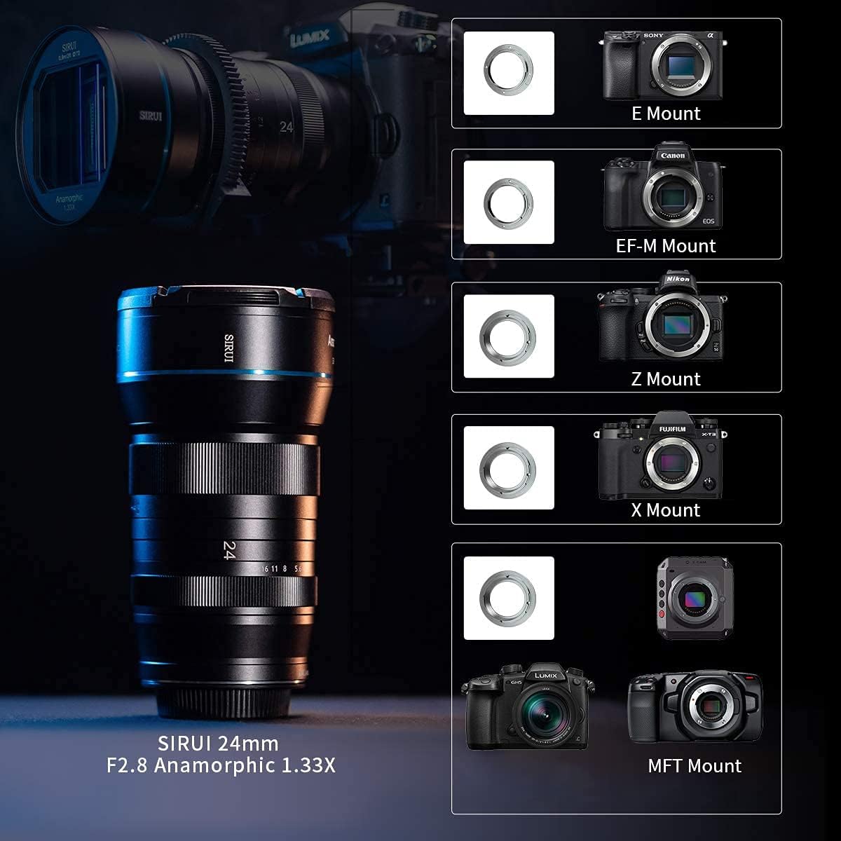 24mm Anamorphic Lens F2.8 1.33X APS-C Camera Lens (X Mount) P49665