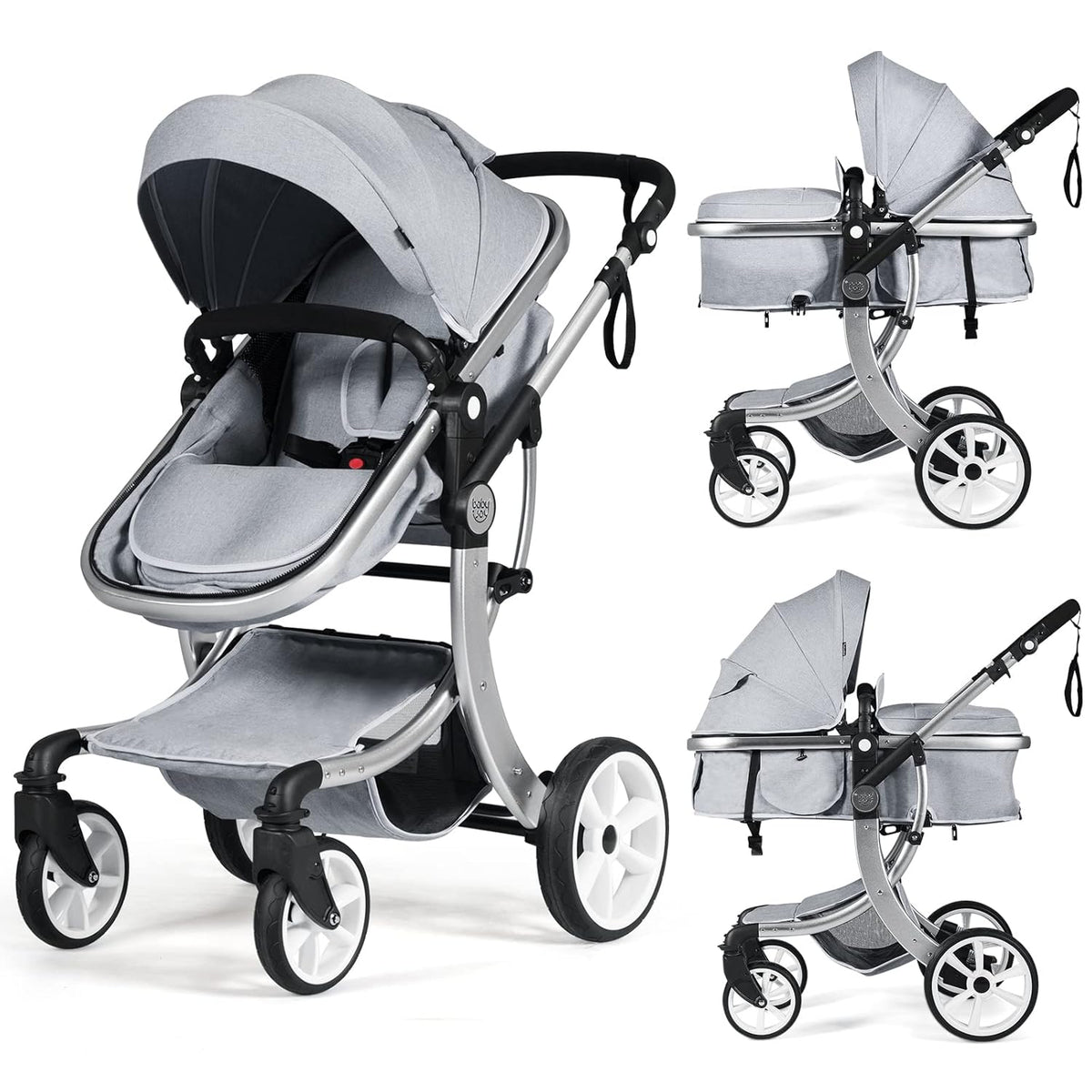 2-in-1 Reversible Bassinet Reclining Foldable Baby Stroller with Canopy K100