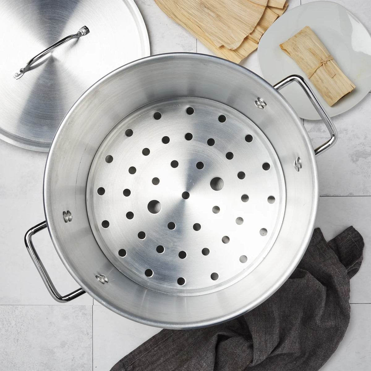 3 Piece 20Qt Aluminum Tamale Steamer Set N23857