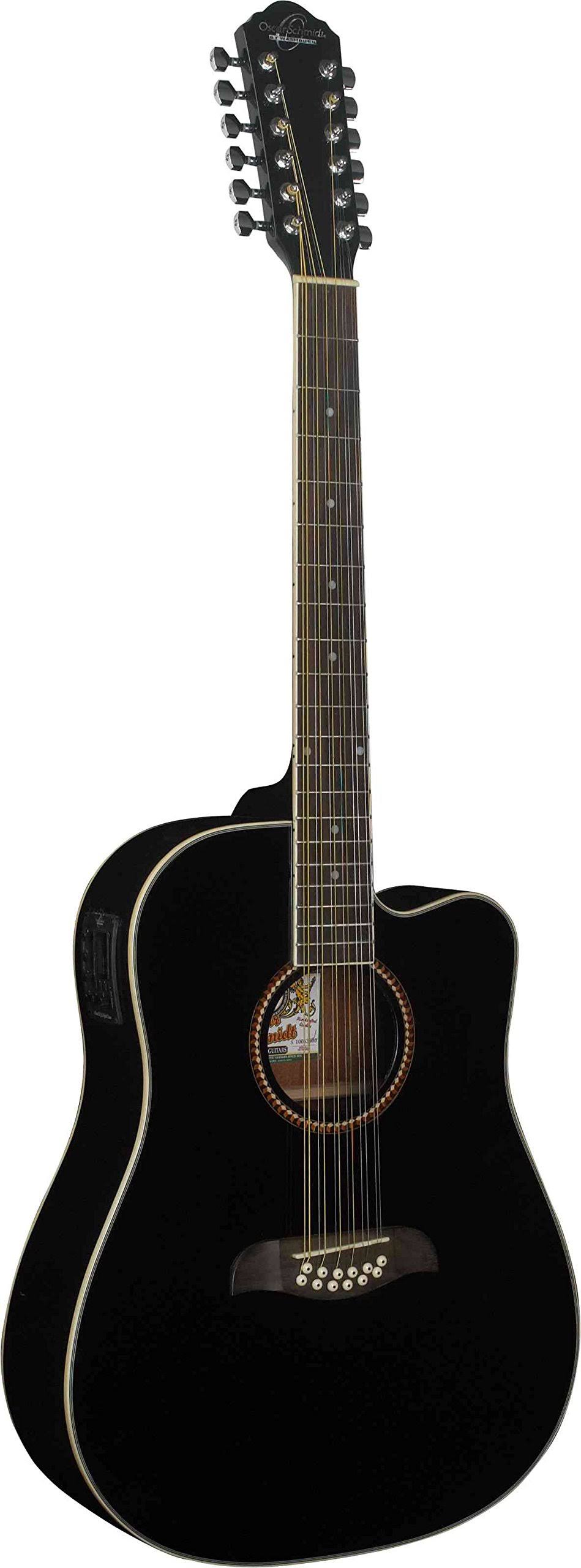 12-String Black Acoustic Electric Guitar R319499