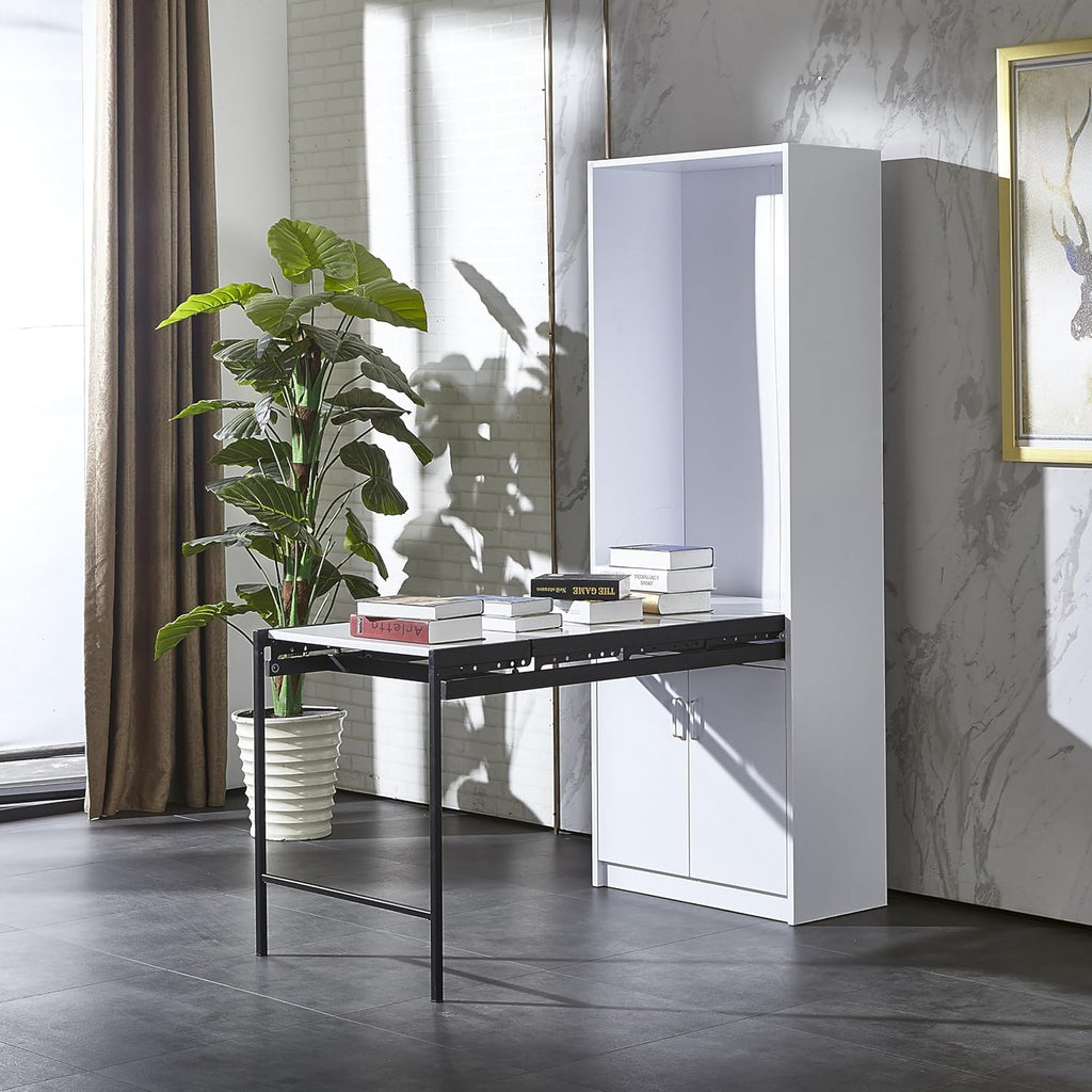 White Wall Mounted Fold Out Desk with Storage Area E116669