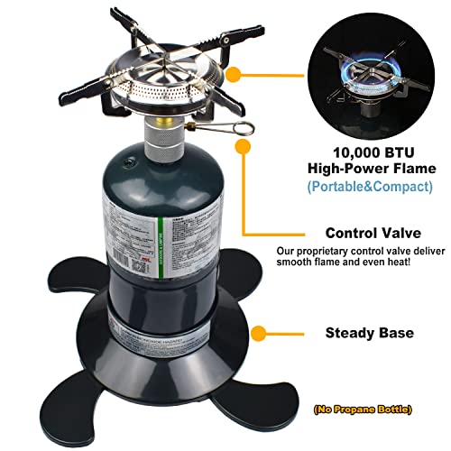 Propane Stove Portable Camping Gas Stove 10,000 BTU Single Adjustable Burner with Carrying Case H1102