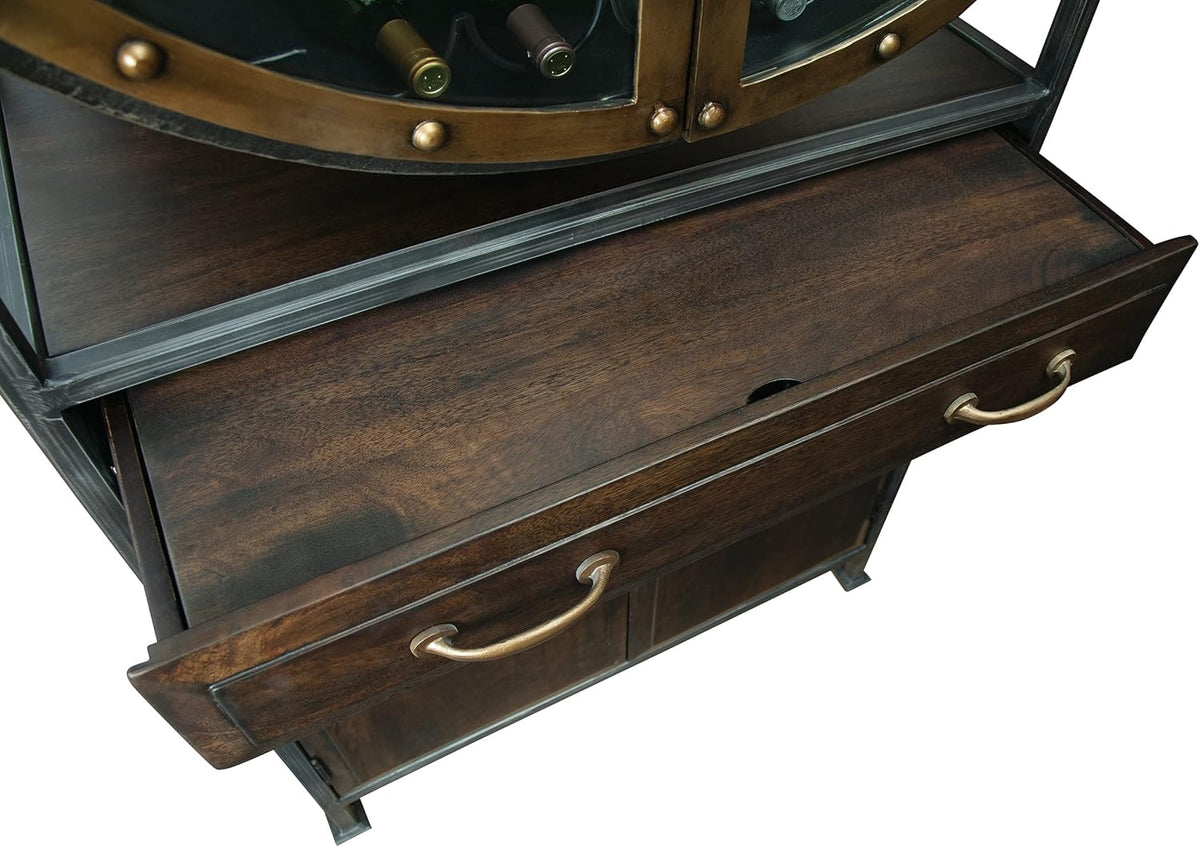 Distressed Hardwood Wine Bar Cabinet N48008
