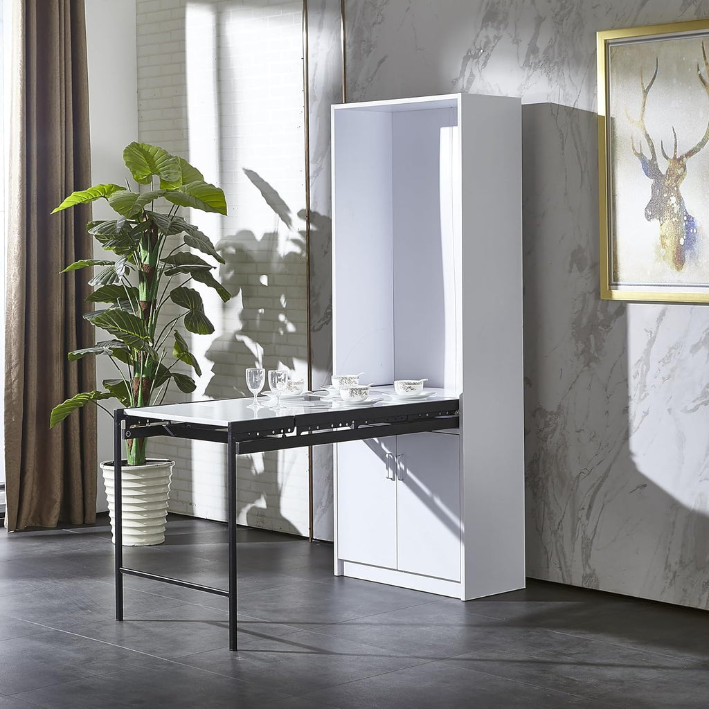White Wall Mounted Fold Out Desk with Storage Area E116669
