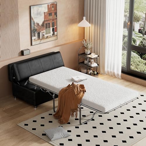 Light Gray Ottoman Folding Bed with Mattress B48181